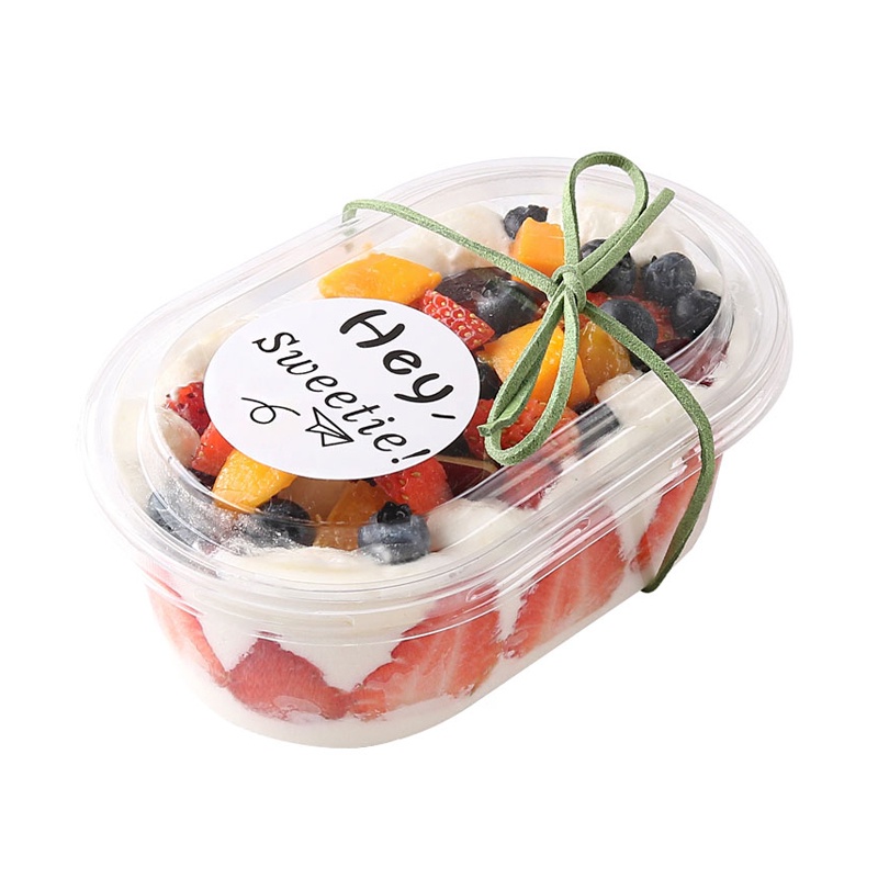 700ml Acylic Oval Dessert Container for Salad, Mousse Cake, clear plastic dessert